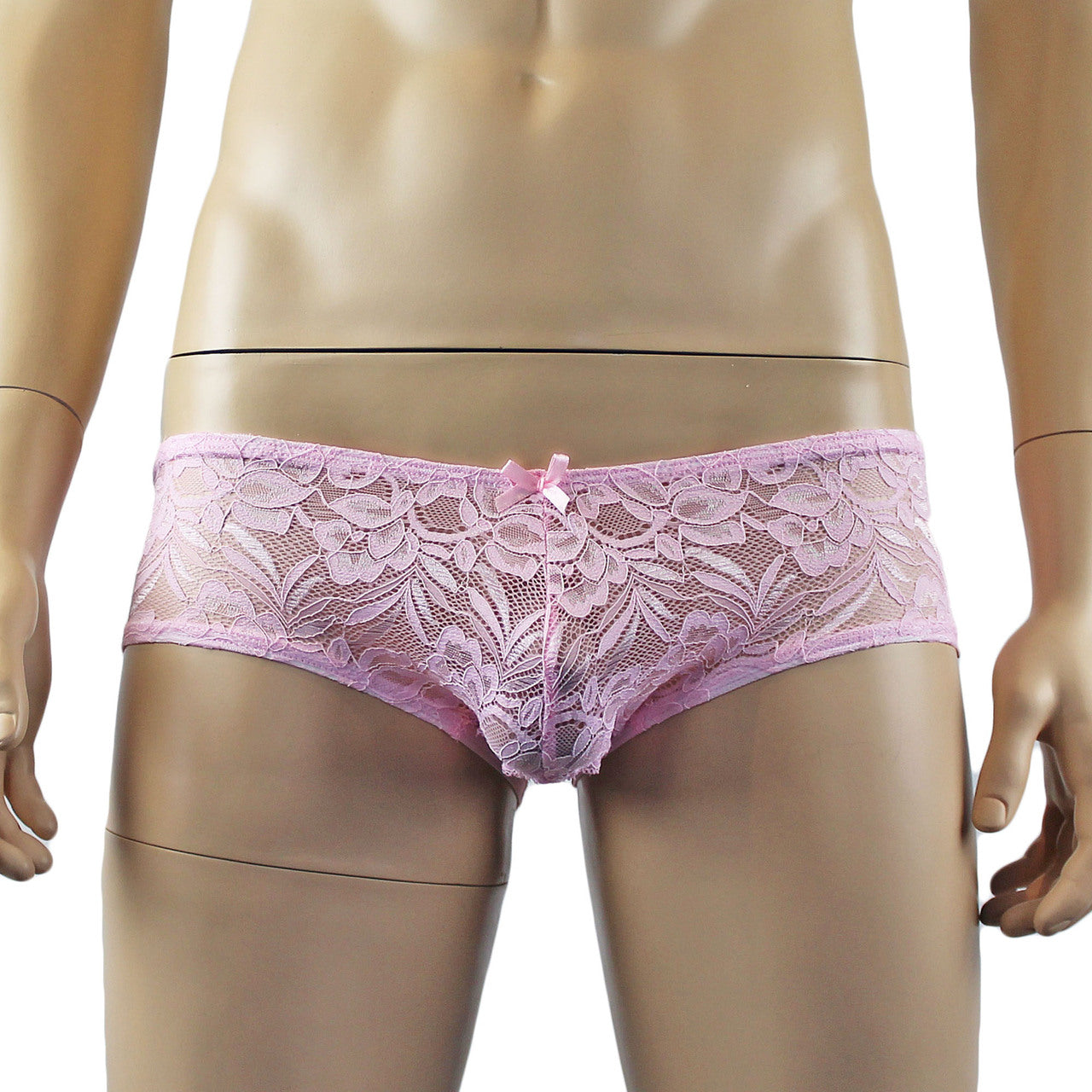 Mens Kristy Lingerie Lace Bra Top BR04G Boxer Briefs Light Pink