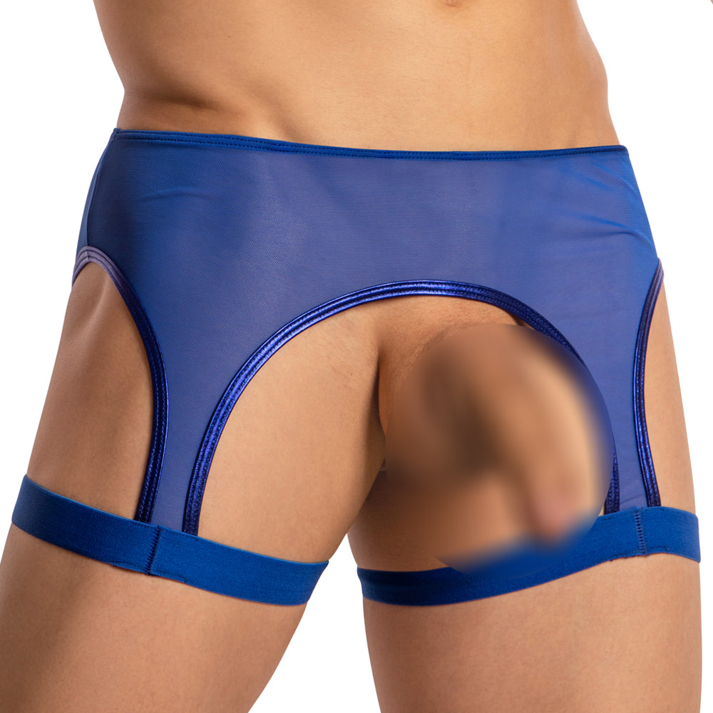 JCSTK - Miami Jock MJU008 Mens Erotic Wide and Sheer See-thru Garter Belt Accessories Blue