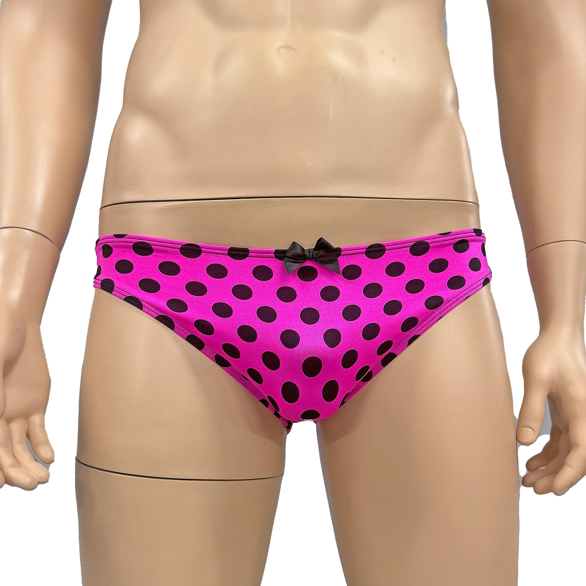 Mens Hot Pink Polka Dot & Lace Camisole Top & Seamless Bikini Brief