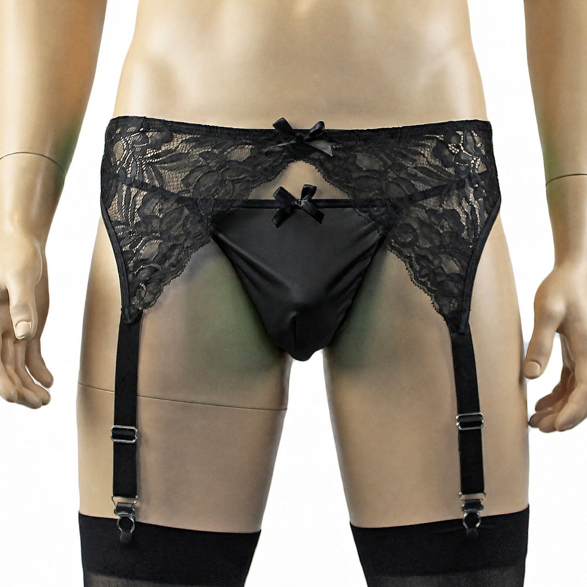 Mens Risque Garterbelt with Adjustable Garters Black & Black