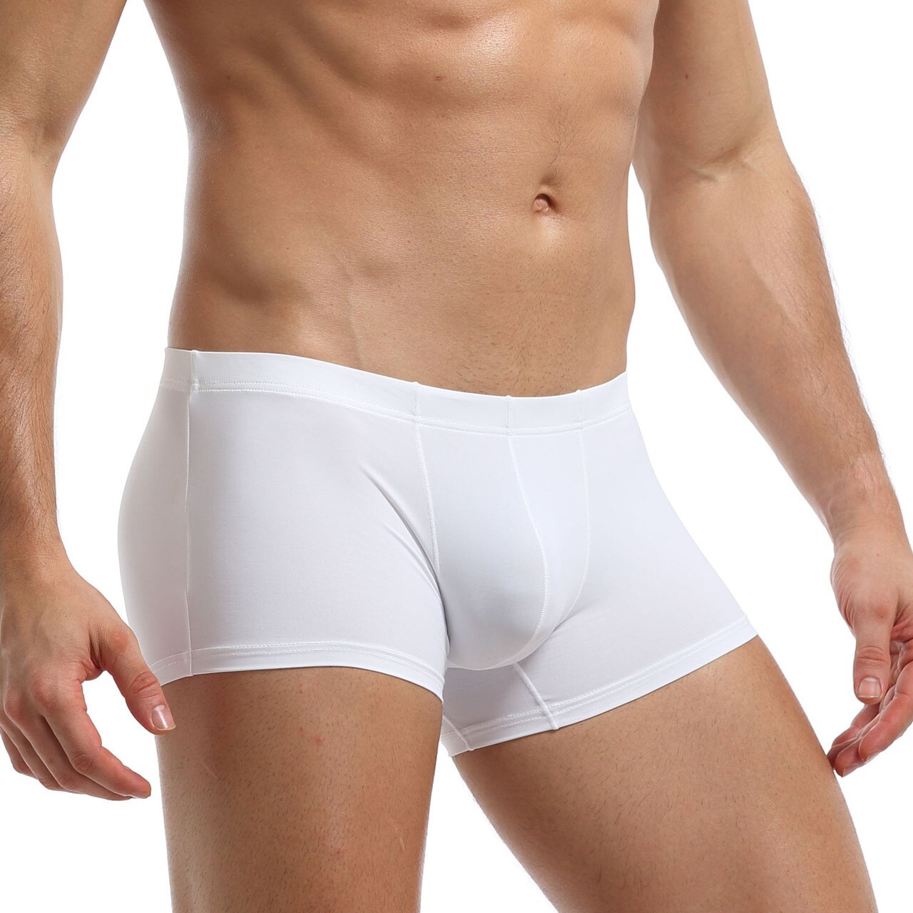 JCSTK - Mens Polymide Comfortable & Light Boxer Briefs White