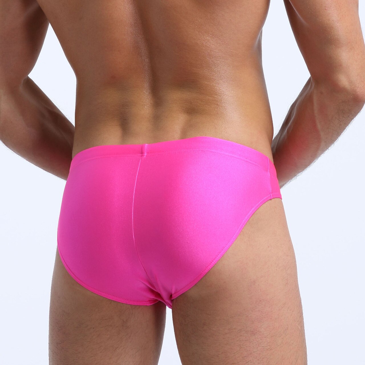 Mens Spandex Swimwear Bikini Brief Hot Pink