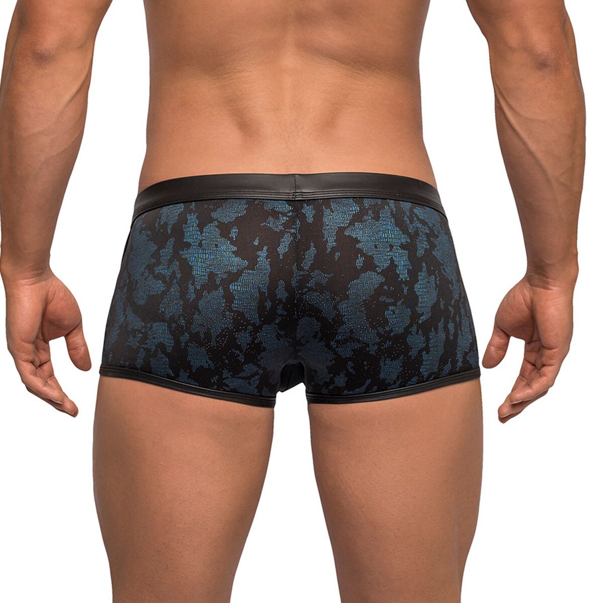 Mens Strapped and Bound Strappy Boxer Shorts Blue and Black
