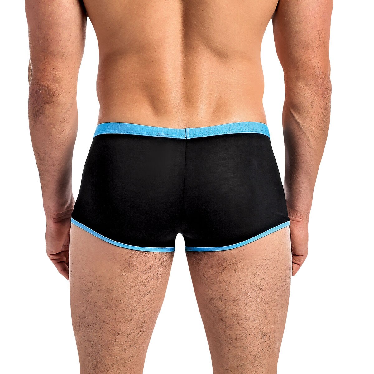 Mens Male Power Cut Out Boxer Brief Black and Turquoise