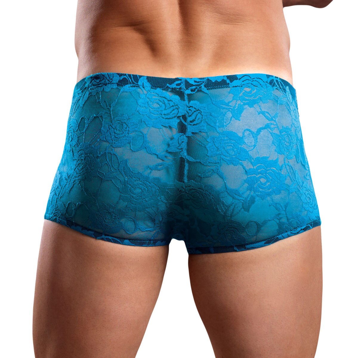 Mens Stretch Lace Boxer Brief Turquoise