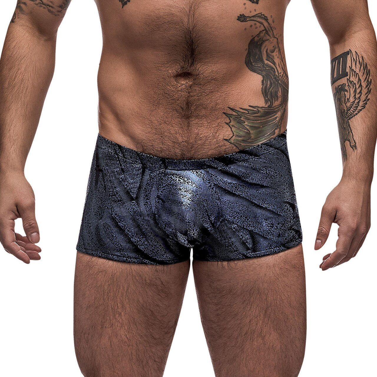 SALE - Mens Blue Streak Mini Shorts Blue and Black