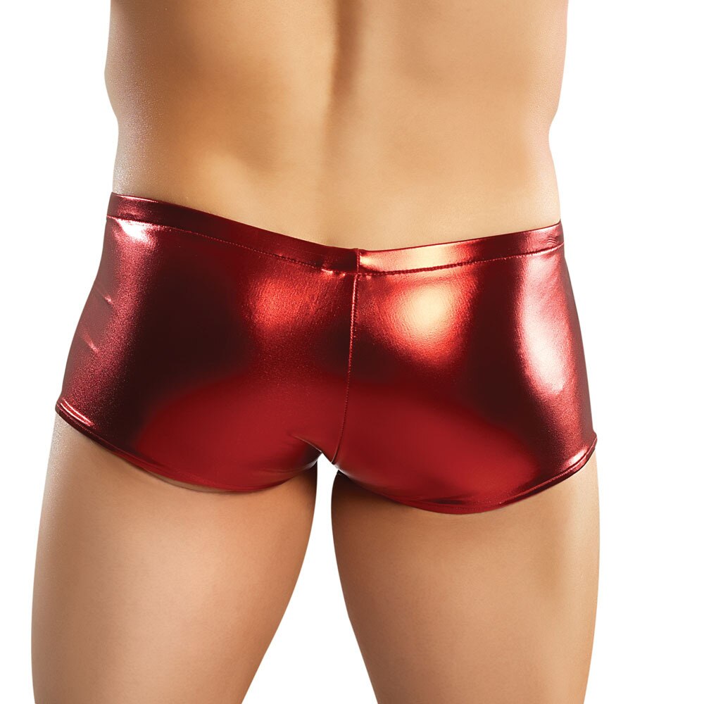 Mens Metal Lycra Pouch Short Red
