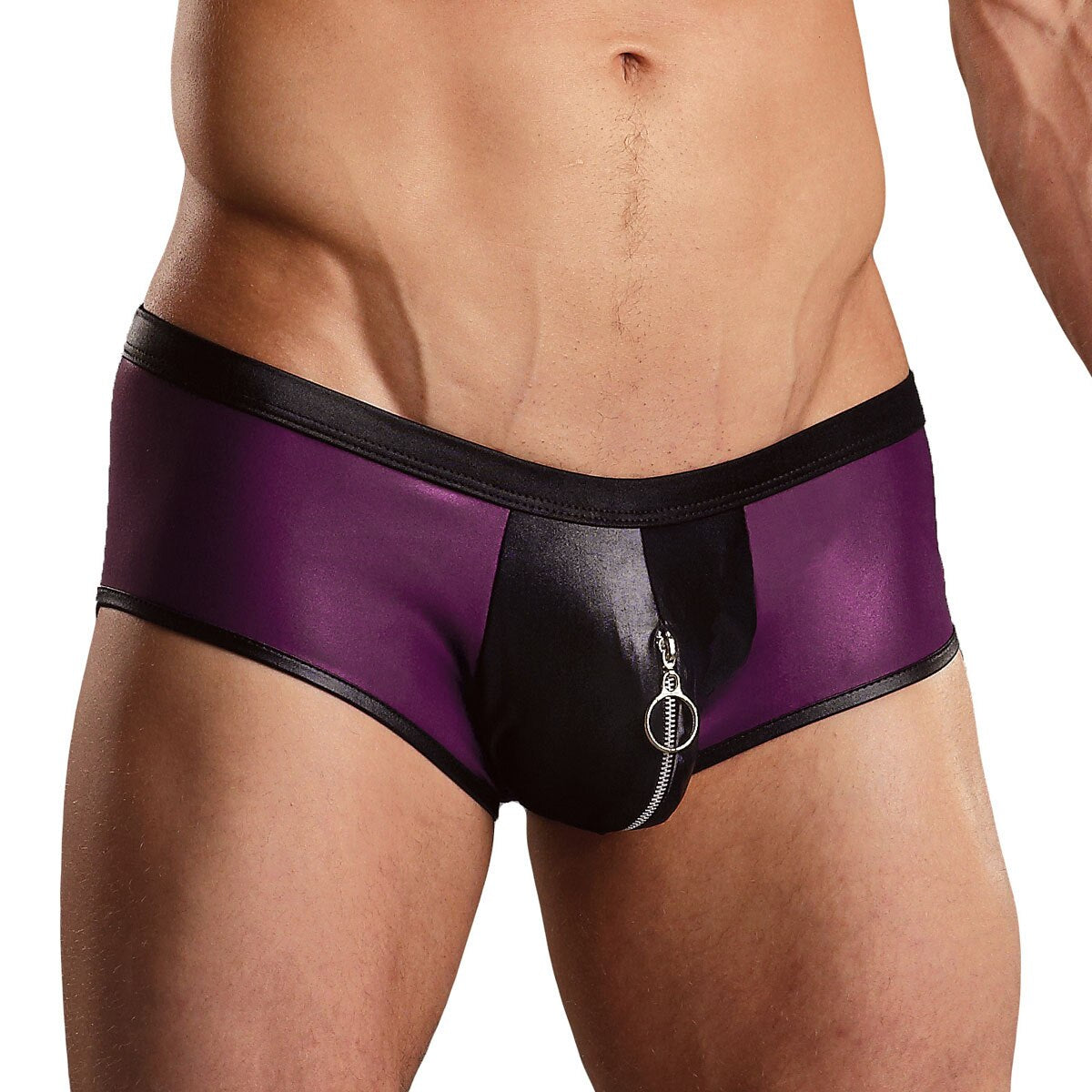 Mens Boxer Shorts with Zipper Front Black & Wine