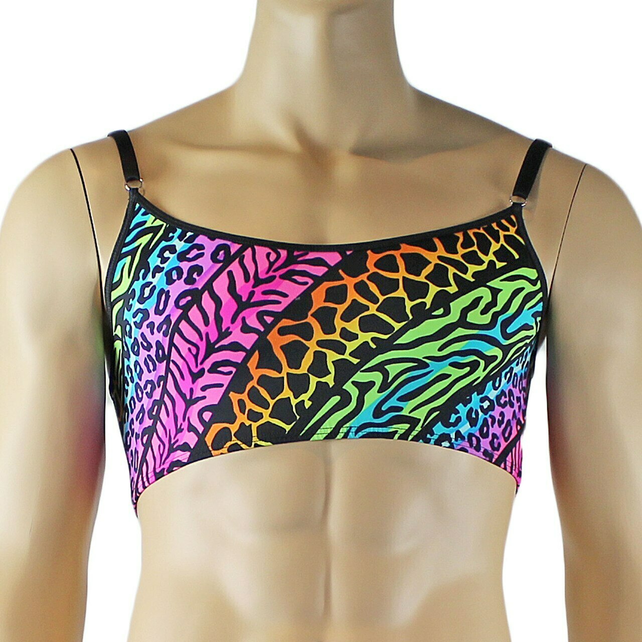 Mens Festival Animal Bra Top and Low Rise Thong Underwear Multi-coloured