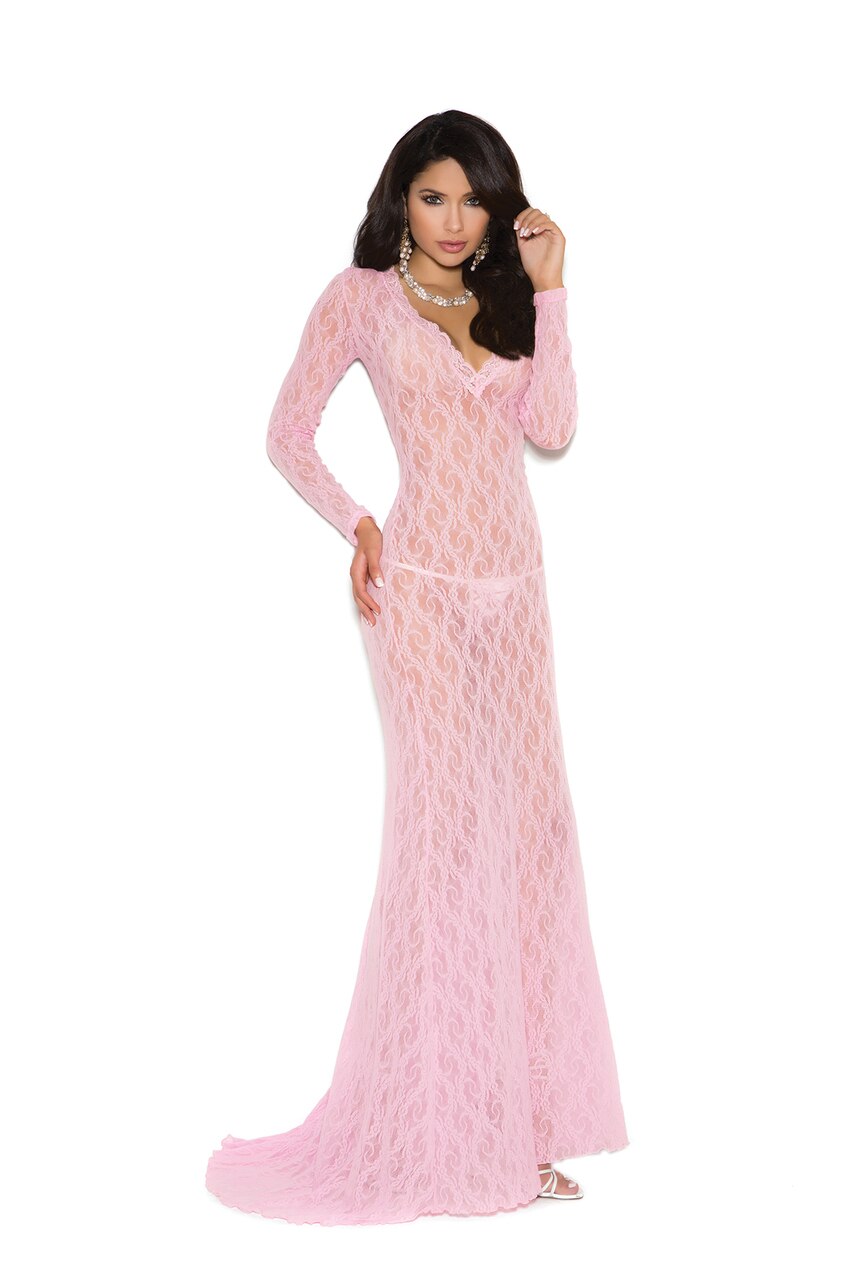 Full Length Long Sleeve Gown Pink