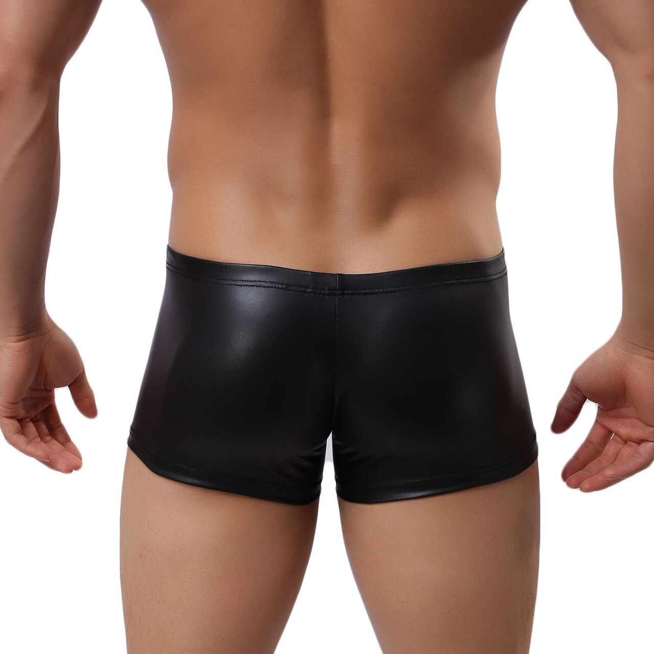 Mens Wetlook Boxer Shorts with Pouch Front Black