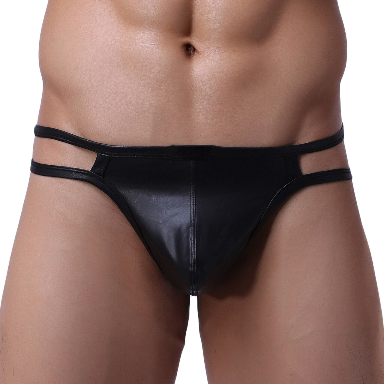 Mens Wetlook Low Front Strappy Thong
