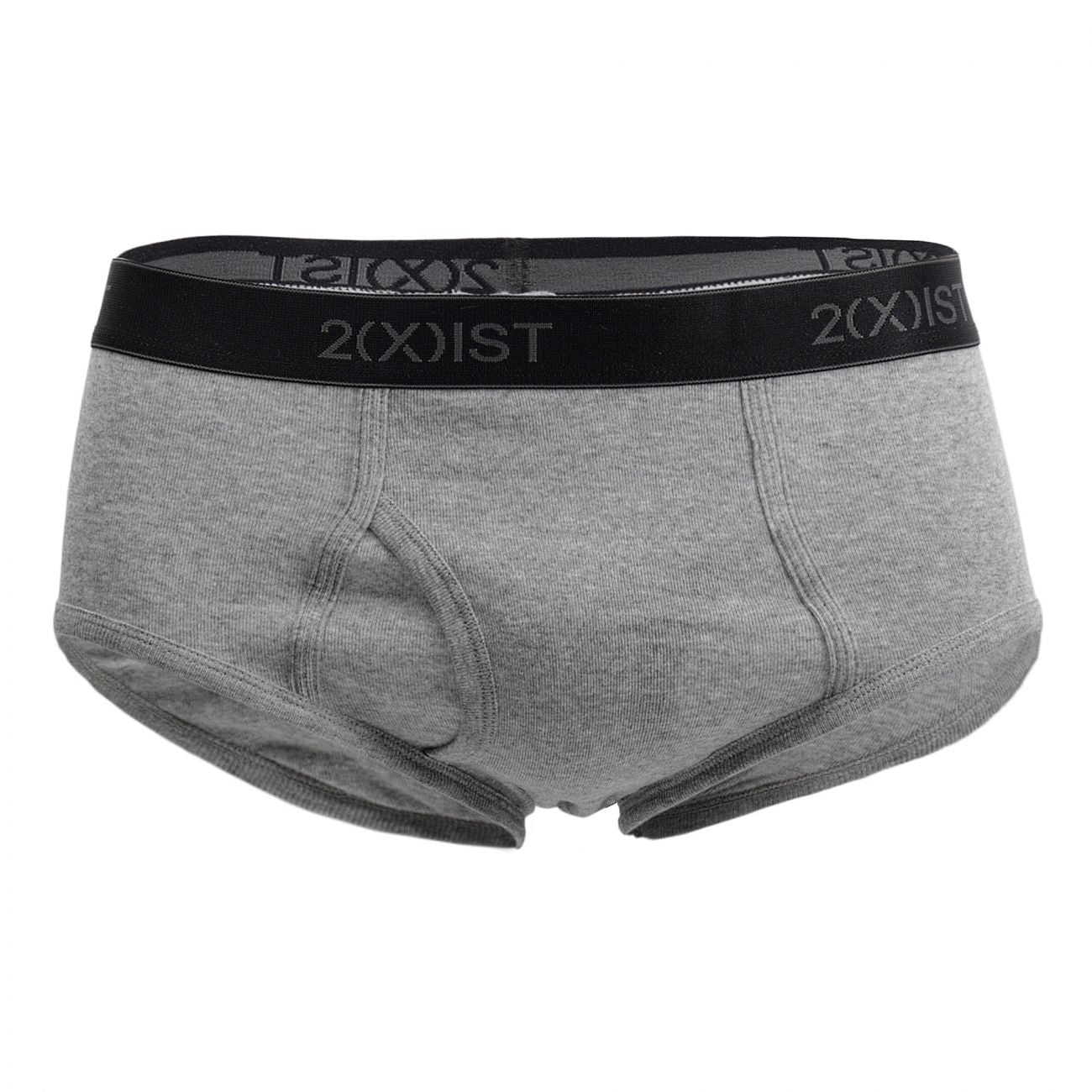 2(X)IST 3102003903 Cotton 3PK Fly-Front Briefs Black Gray Charcoal