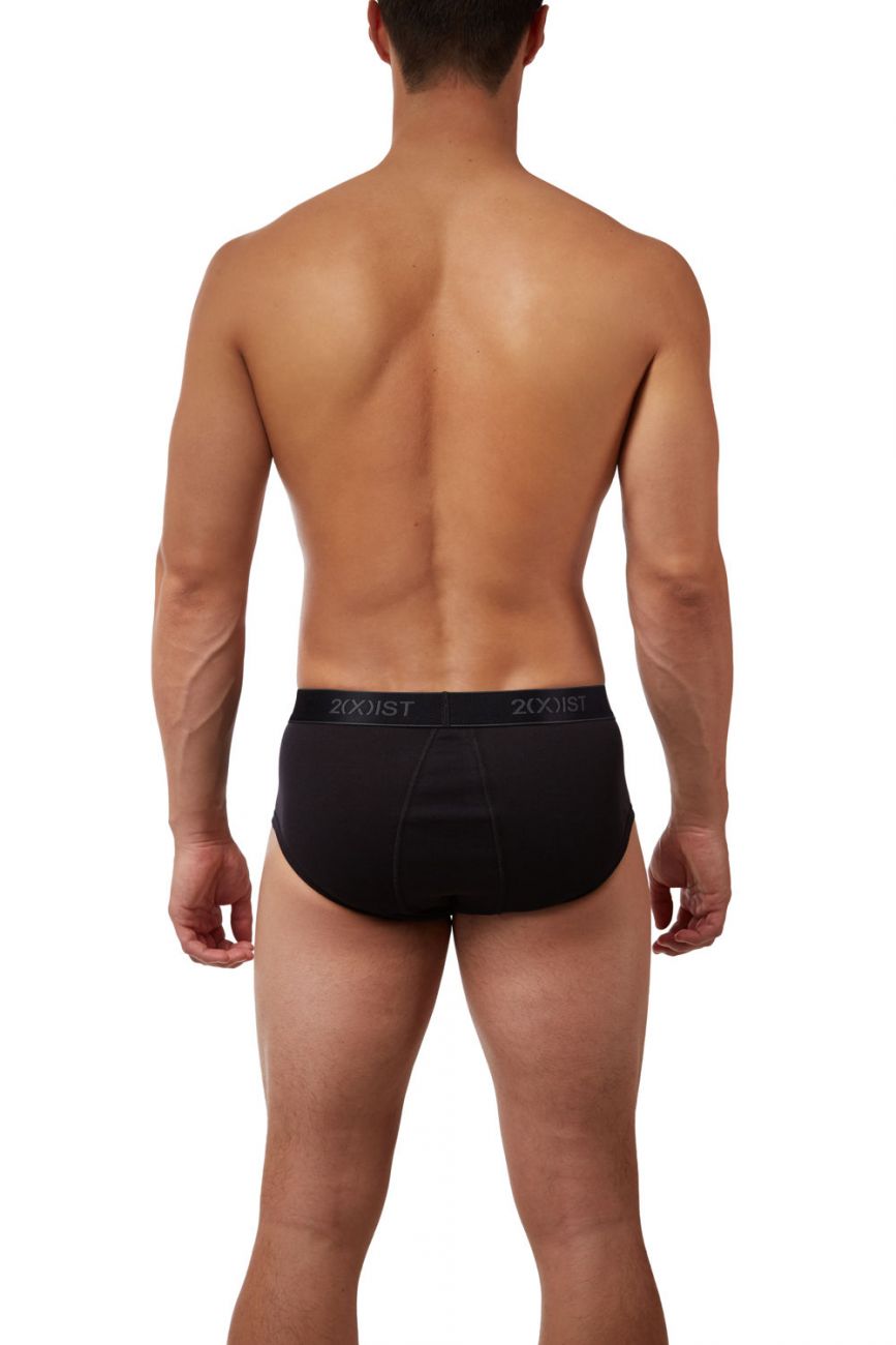 2(X)IST 3102003903 Cotton 3PK Fly-Front Briefs Black Gray Charcoal