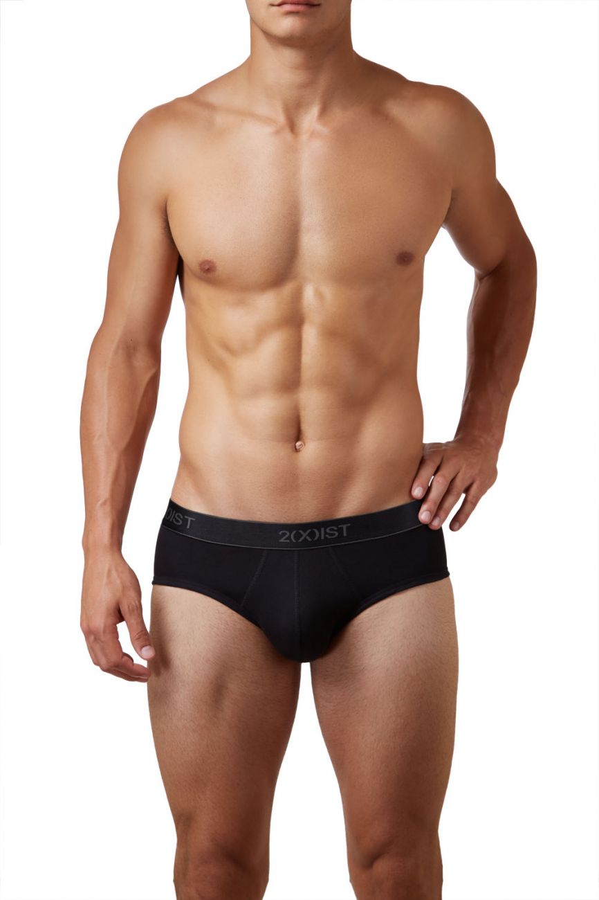 2(X)IST 3102030303 Cotton 3PK Contour Pouch Briefs Black Gray Charcoal