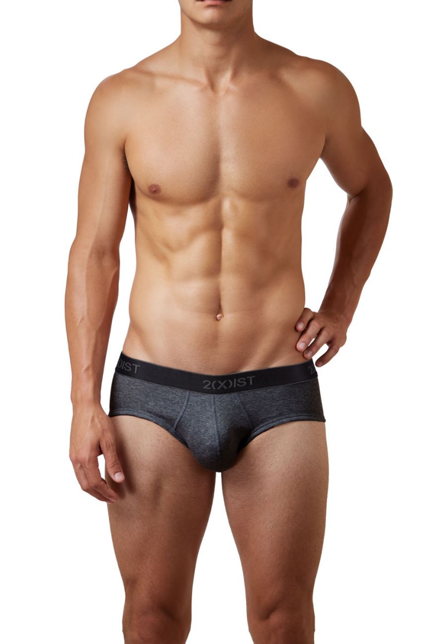 2(X)IST 3102030303 Cotton 3PK Contour Pouch Briefs Black Gray Charcoal