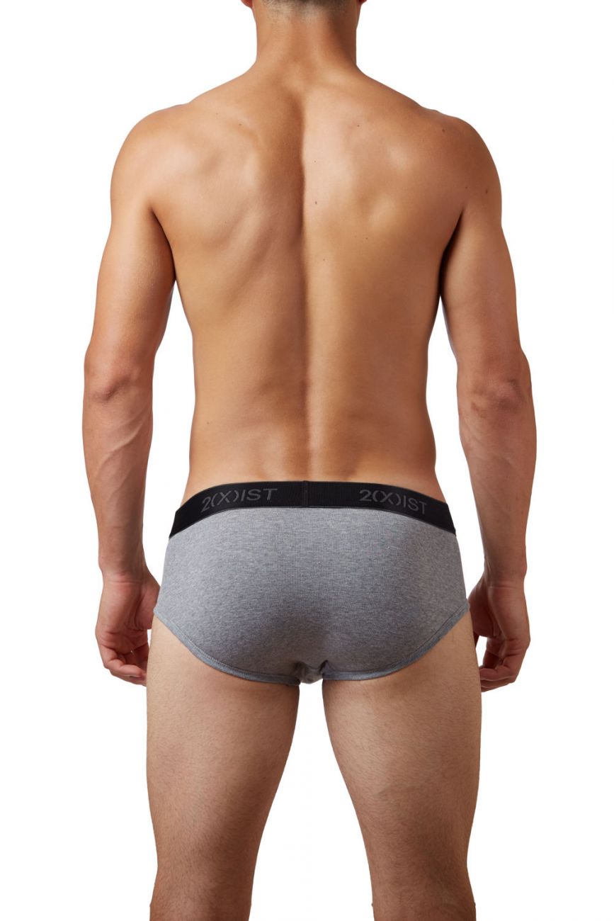 2(X)IST 3102030303 Cotton 3PK Contour Pouch Briefs Black Gray Charcoal