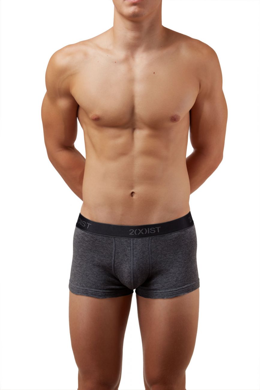 2(X)IST 3102033303 Cotton 3PK No-Show Trunks Black Gray Charcoal