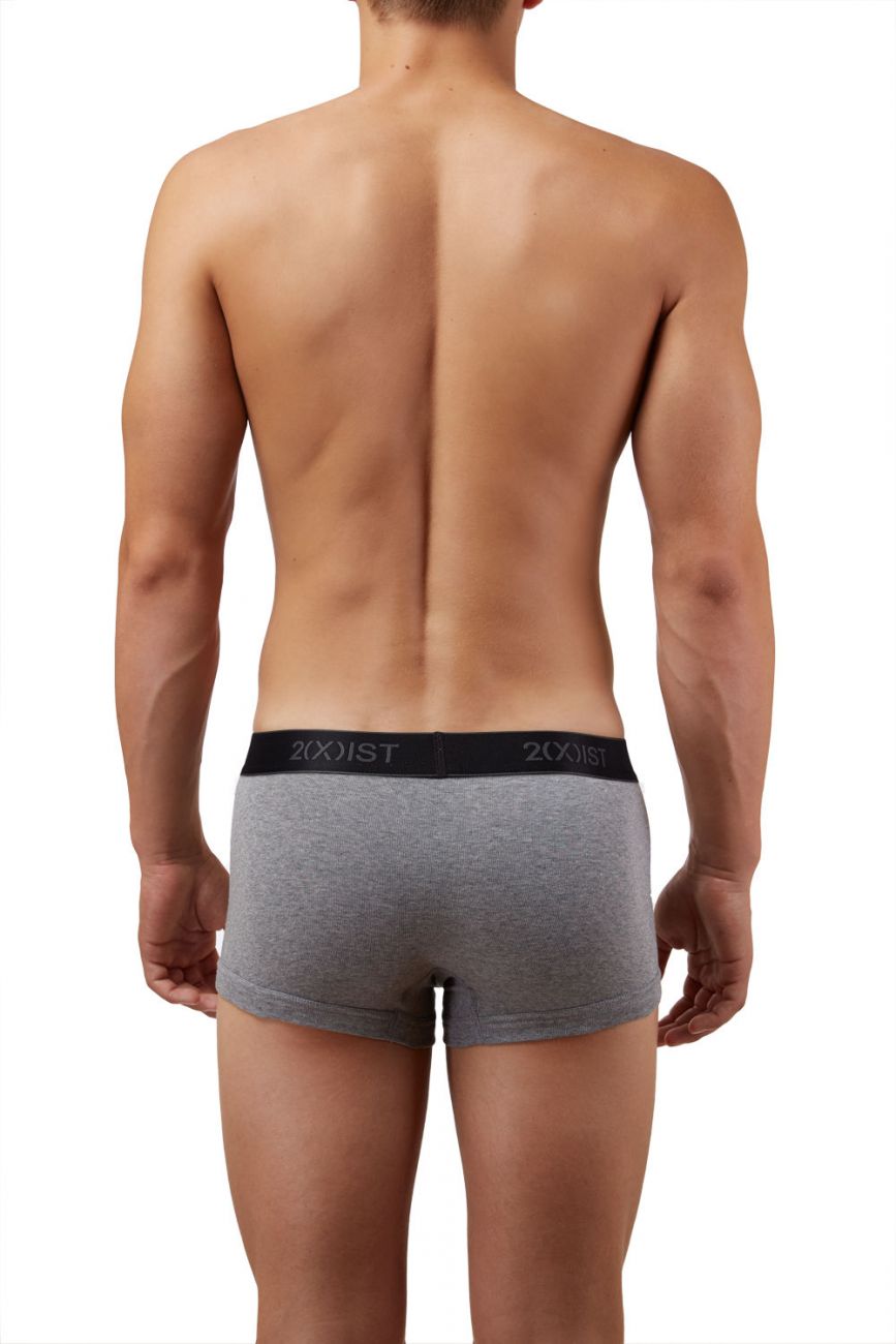 2(X)IST 3102033303 Cotton 3PK No-Show Trunks Black Gray Charcoal