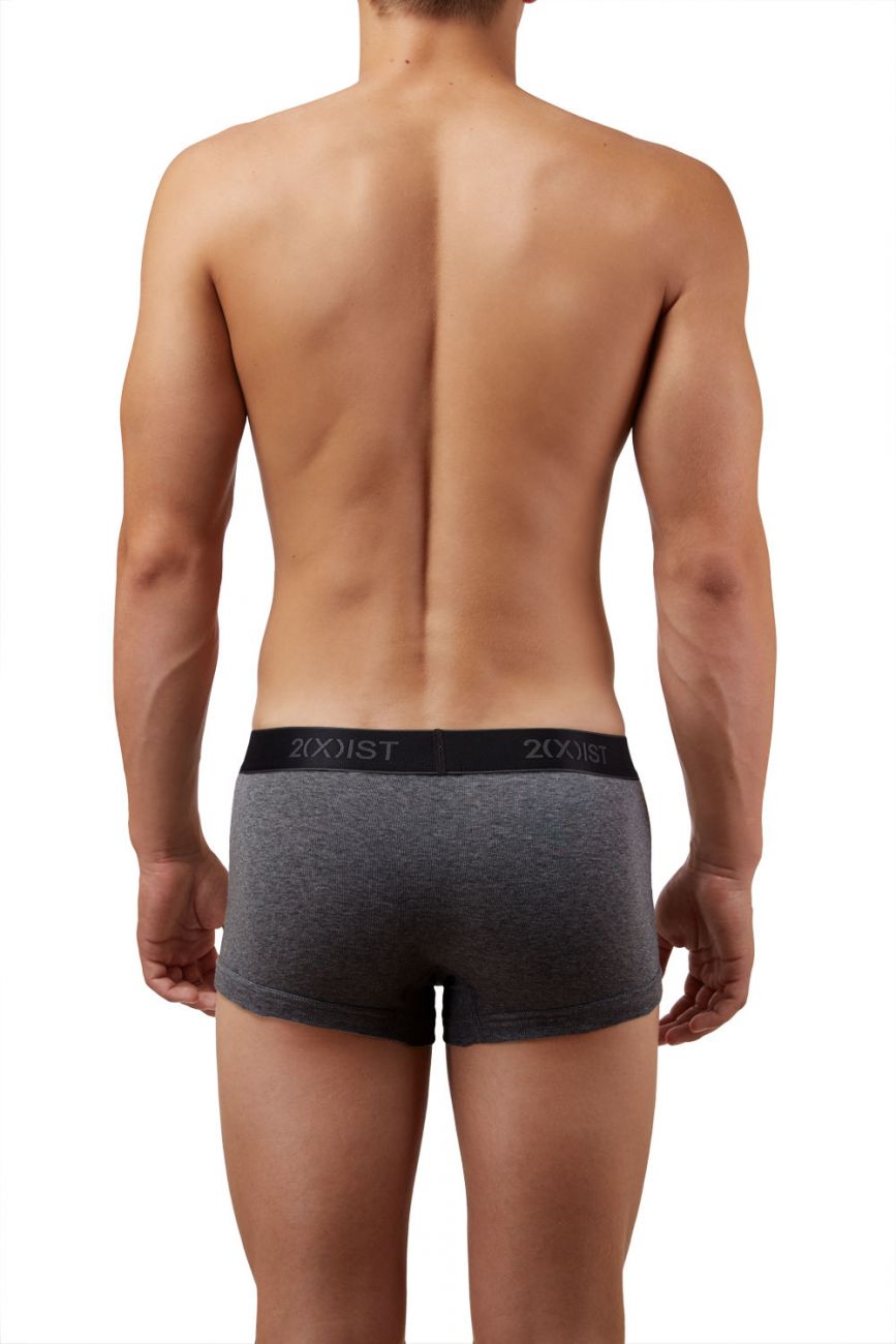 2(X)IST 3102033303 Cotton 3PK No-Show Trunks Black Gray Charcoal