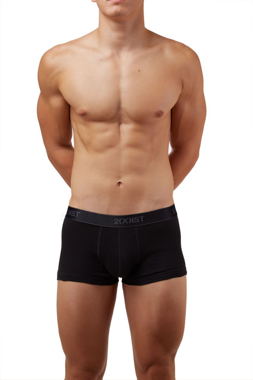 2(X)IST 3102033303 Cotton 3PK No-Show Trunks Black Charcoal Red