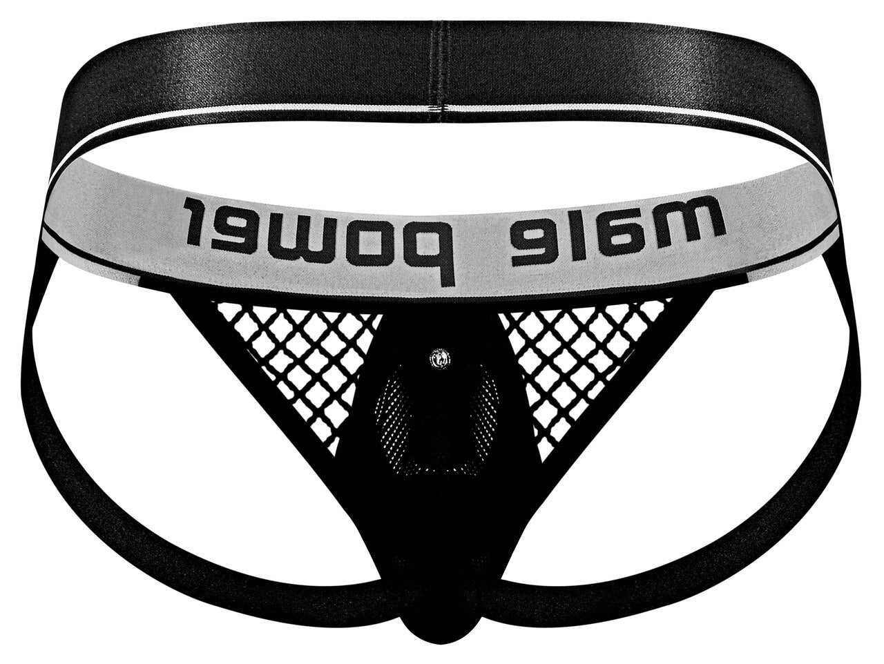 Mens Male Power Ring Jock Strap Black