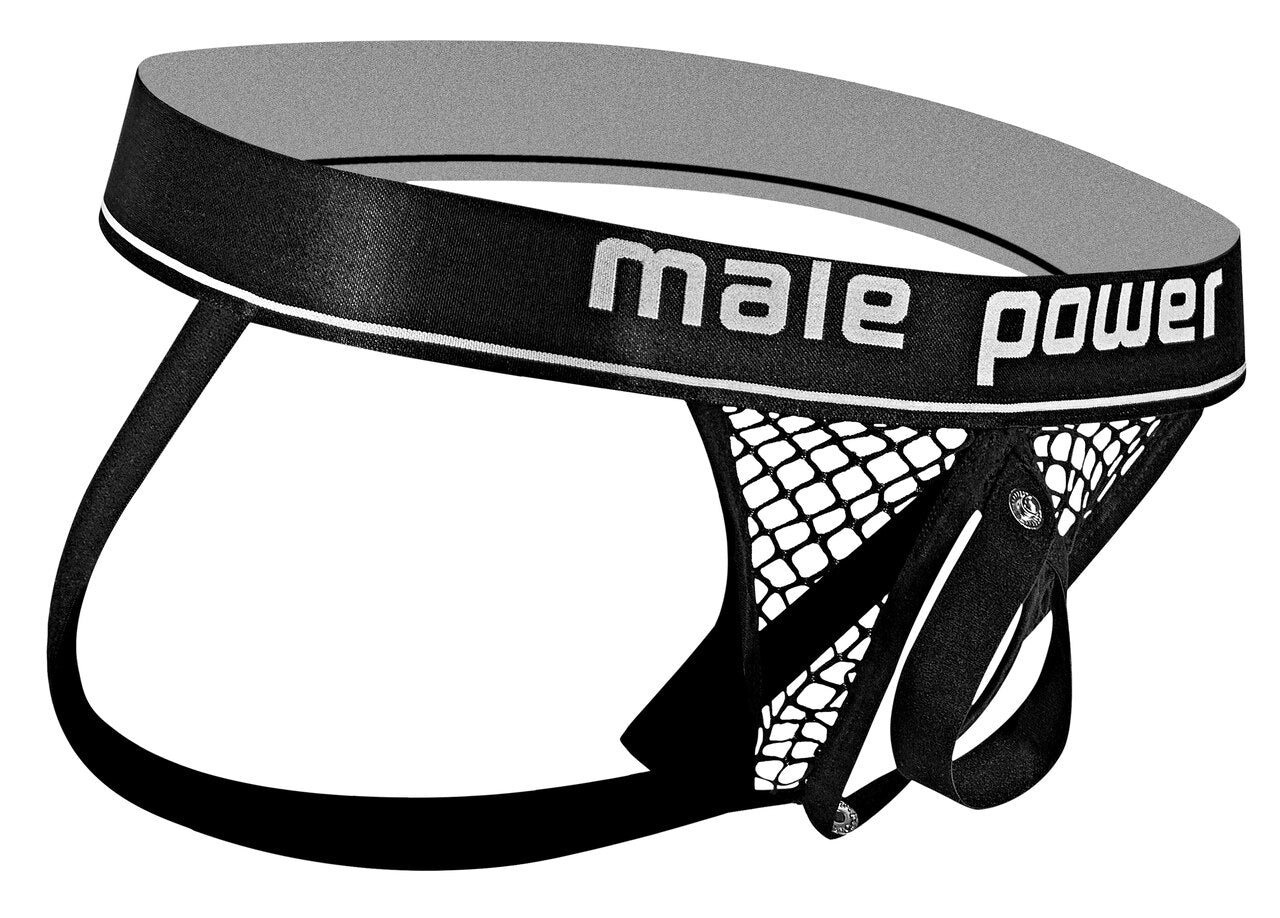 Mens Male Power Ring Jock Strap Black