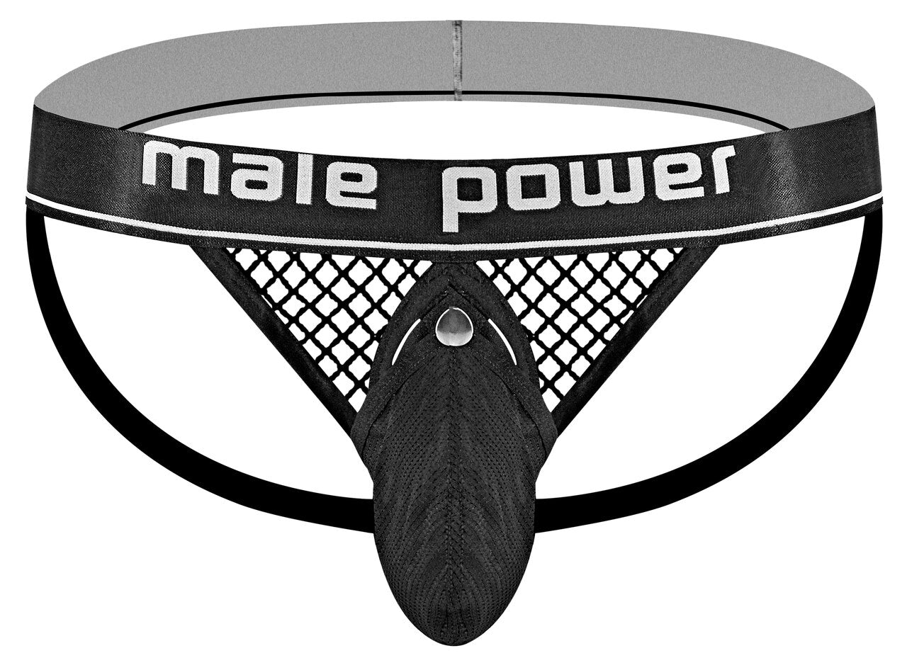 Mens Male Power Ring Jock Strap Black