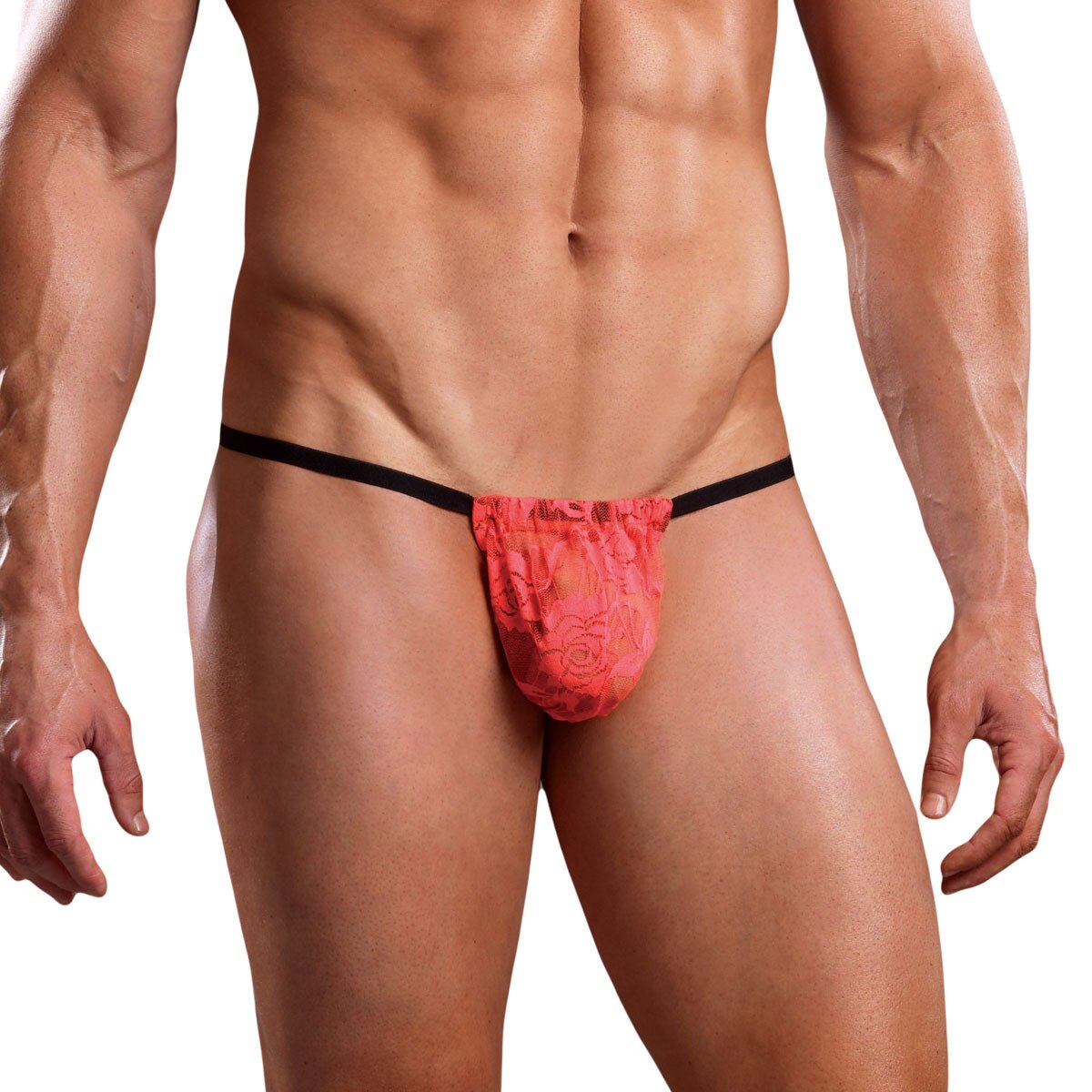 Lace Pouch with String Back Coral