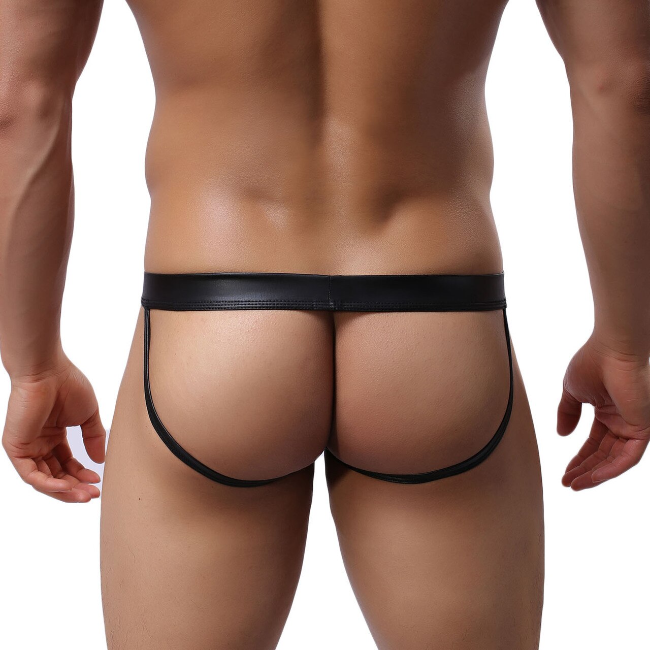 Mens Wetlook Low Waist Jockstrap with Net Pouch