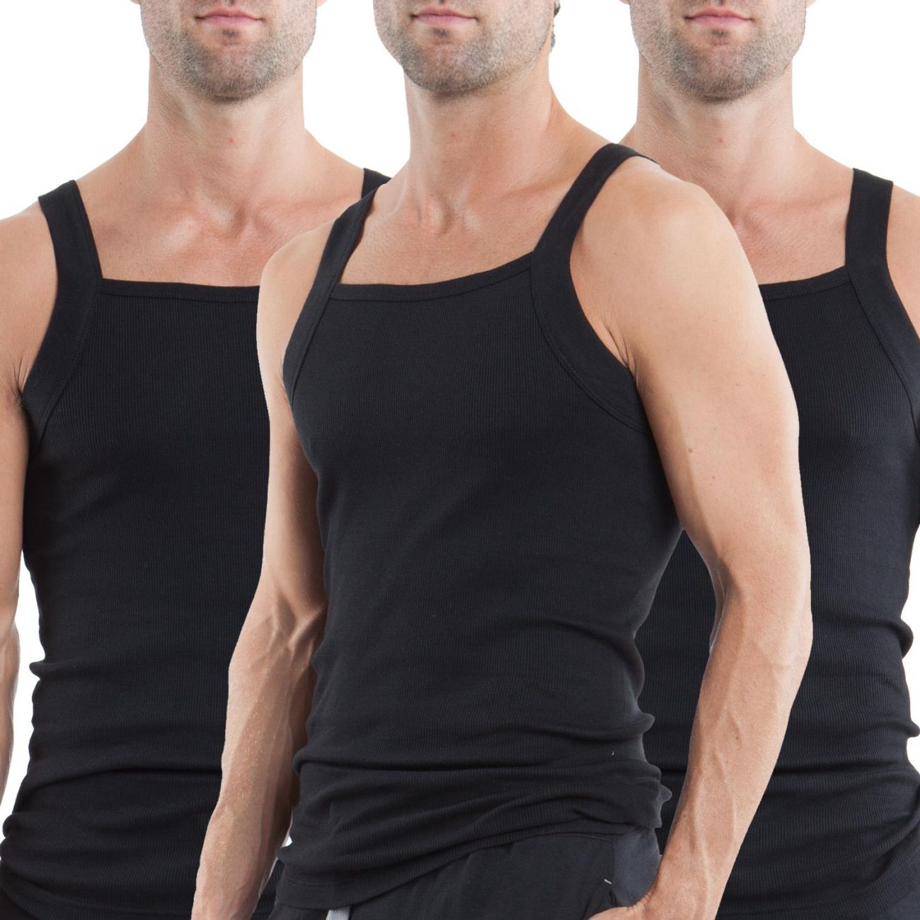 Papi 559102-001 3PK Square Neck Tank Black