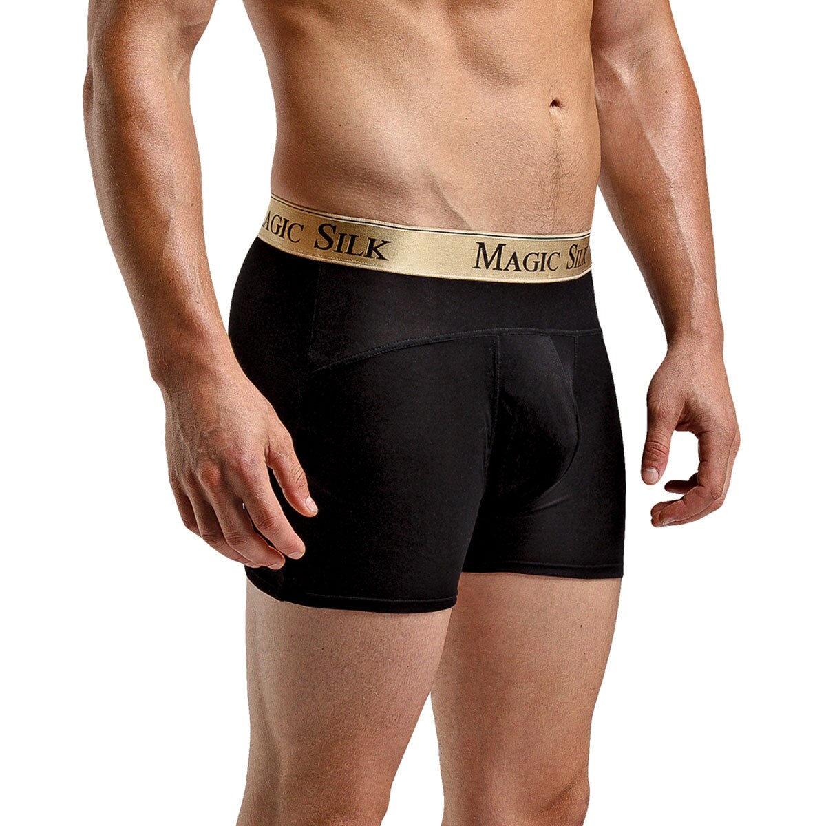 SALE - Mens Magic Silk 100% Silk Knit Boxer Shorts Black
