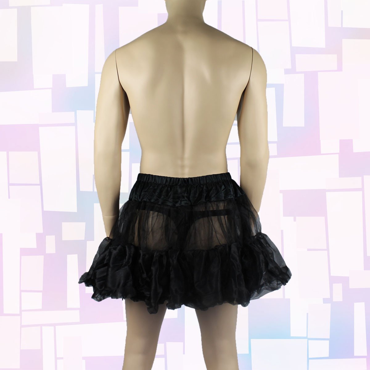 Mens and Ladies Frilled Mini Petticoat Skirt Black