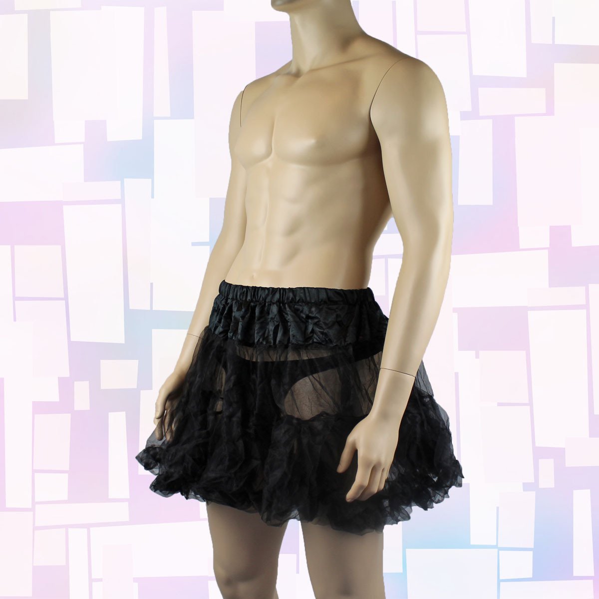 Mens and Ladies Frilled Mini Petticoat Skirt Black