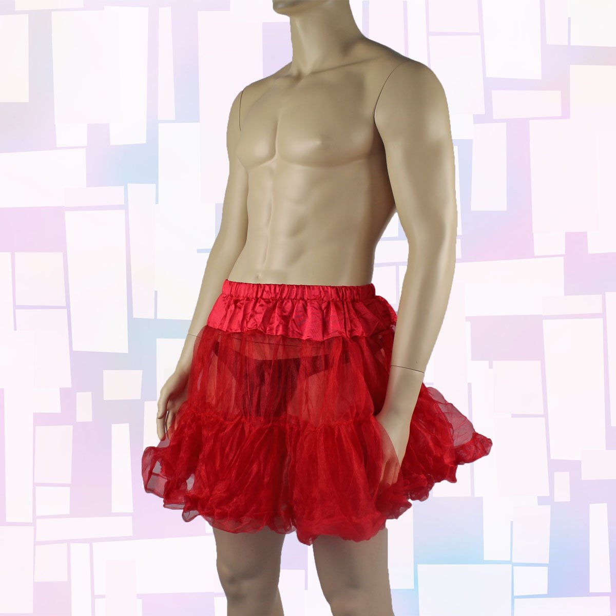 Mens and Ladies Frilled Mini Petticoat Skirt Red