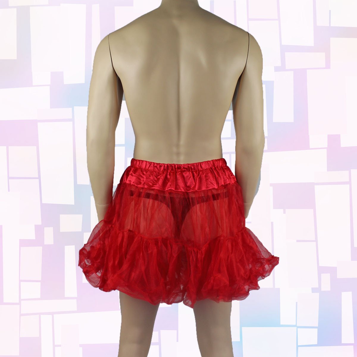 Mens and Ladies Frilled Mini Petticoat Skirt Red
