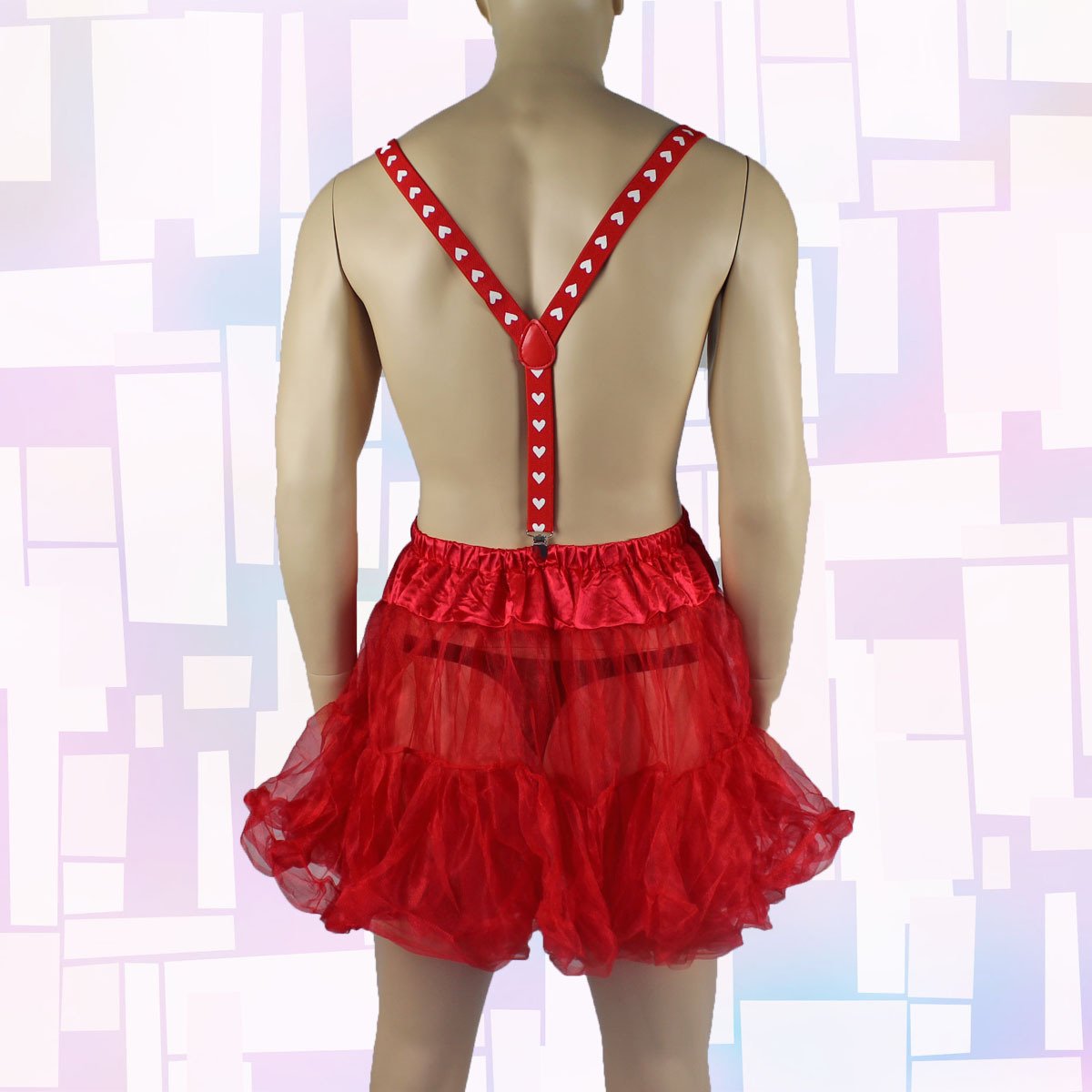 Mens and Ladies Frilled Mini Petticoat Skirt Red