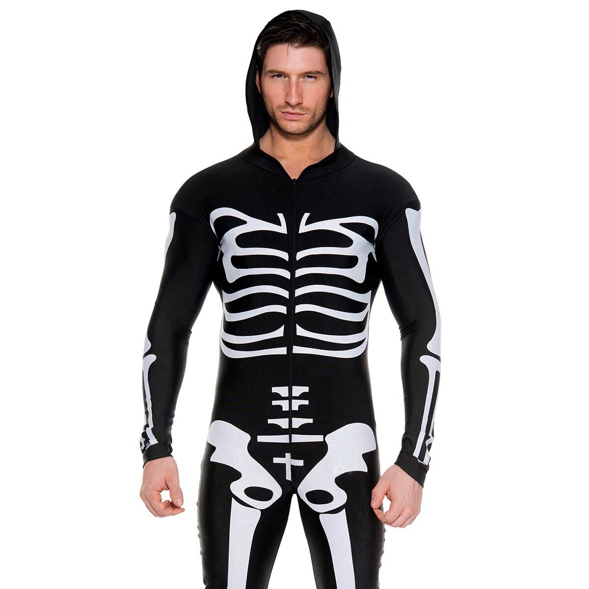 Mens Skeleton Scarey Jumpsuit Halloween Costume