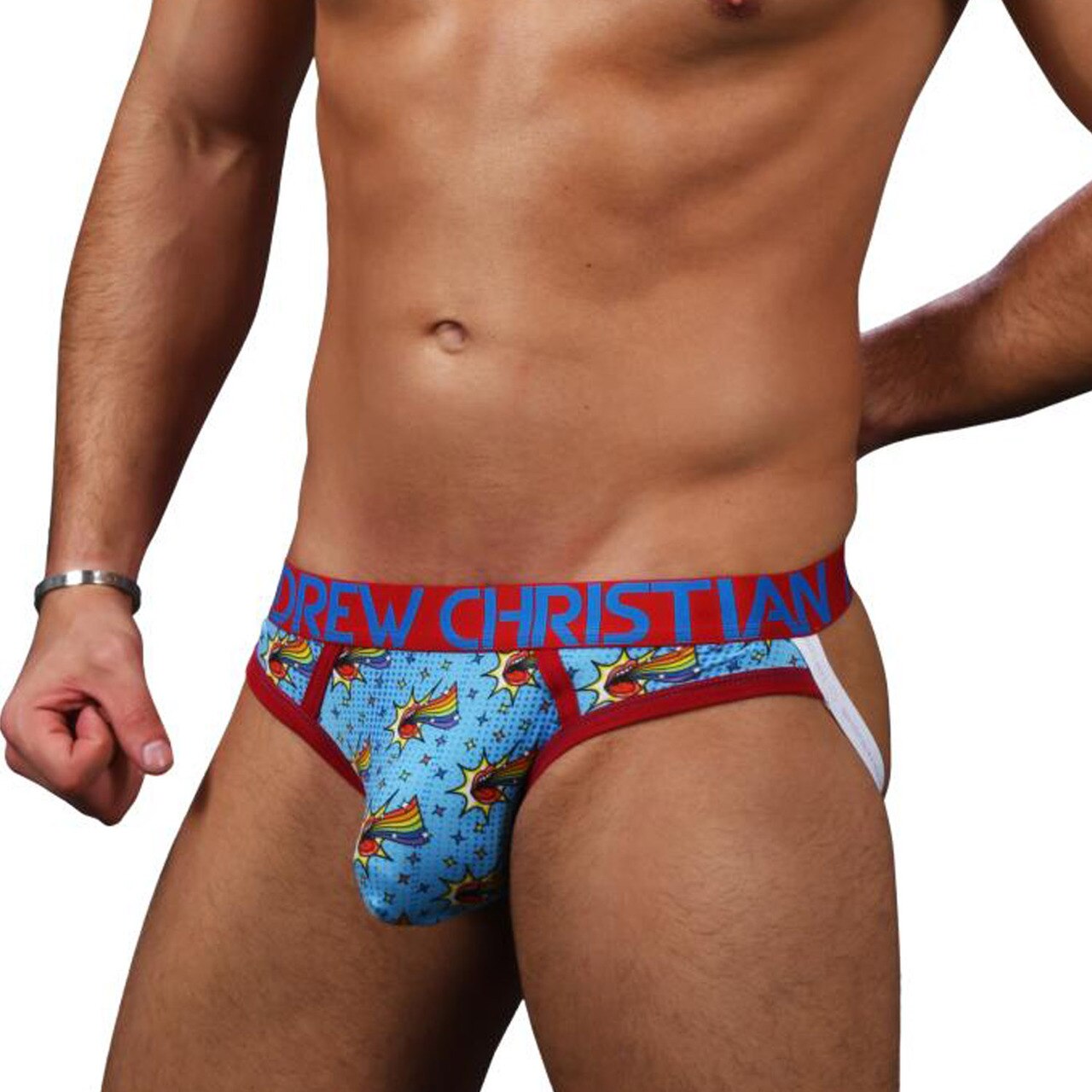JCSTK - Mens Andrew Christian Out & Proud Rainbow Brief Jock Strap