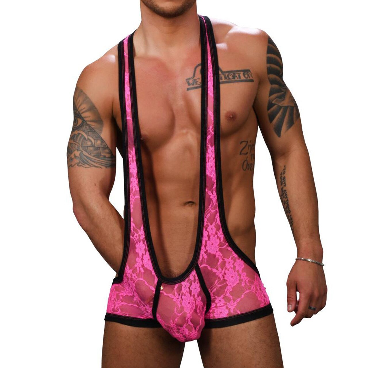 Mens Andrew Christian Shocking Lace Singlet Almost Naked Hot Pink
