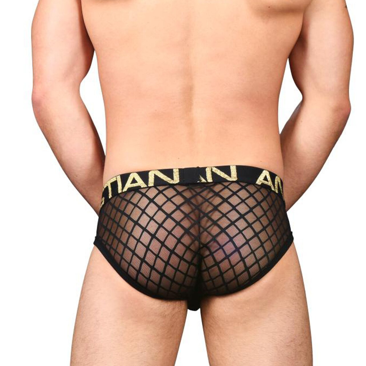 Mens Andrew Christian Lattice Lace Sheer Brief w/ Almost Naked