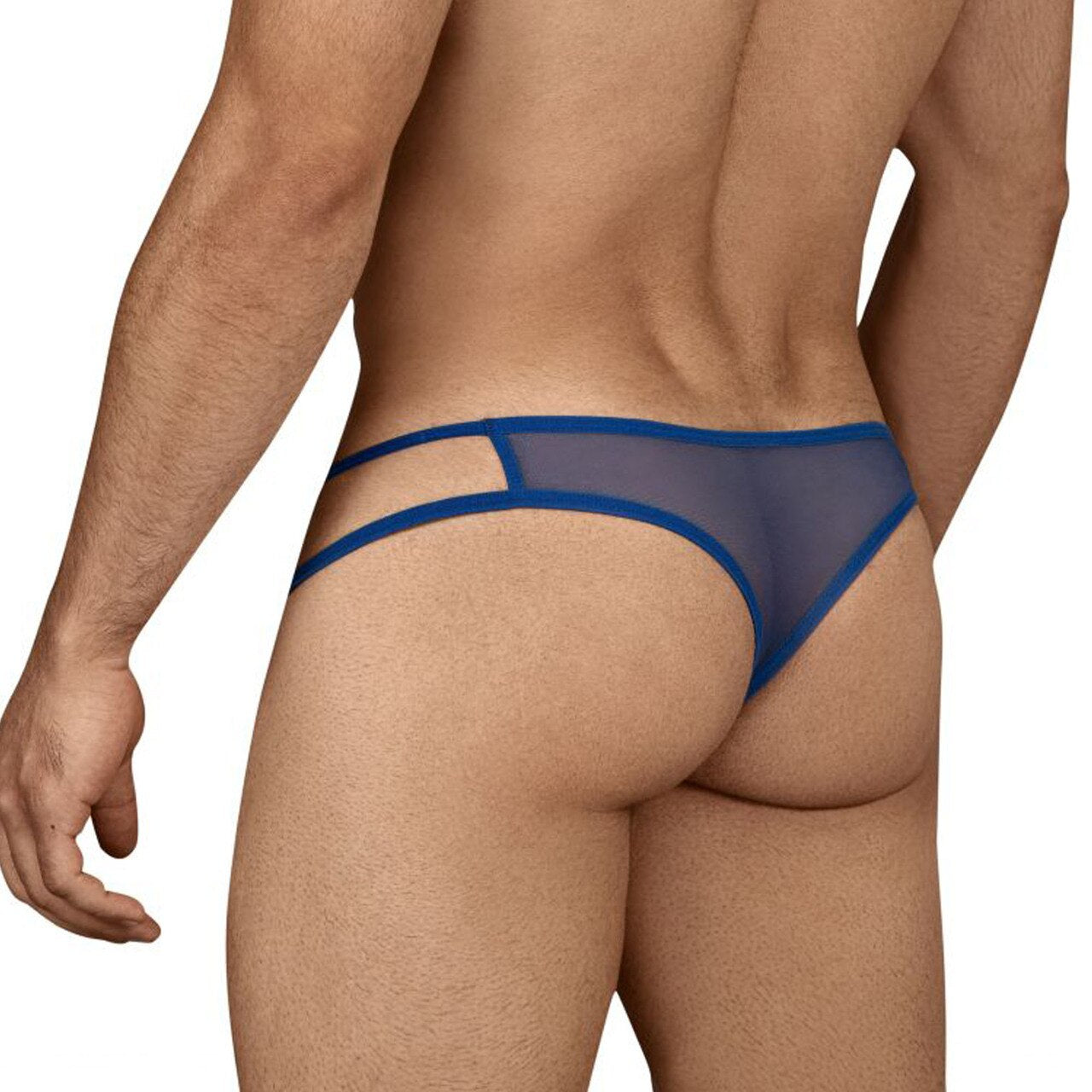 Mens Candyman Sheer Capri Thong with Open Sides Navy