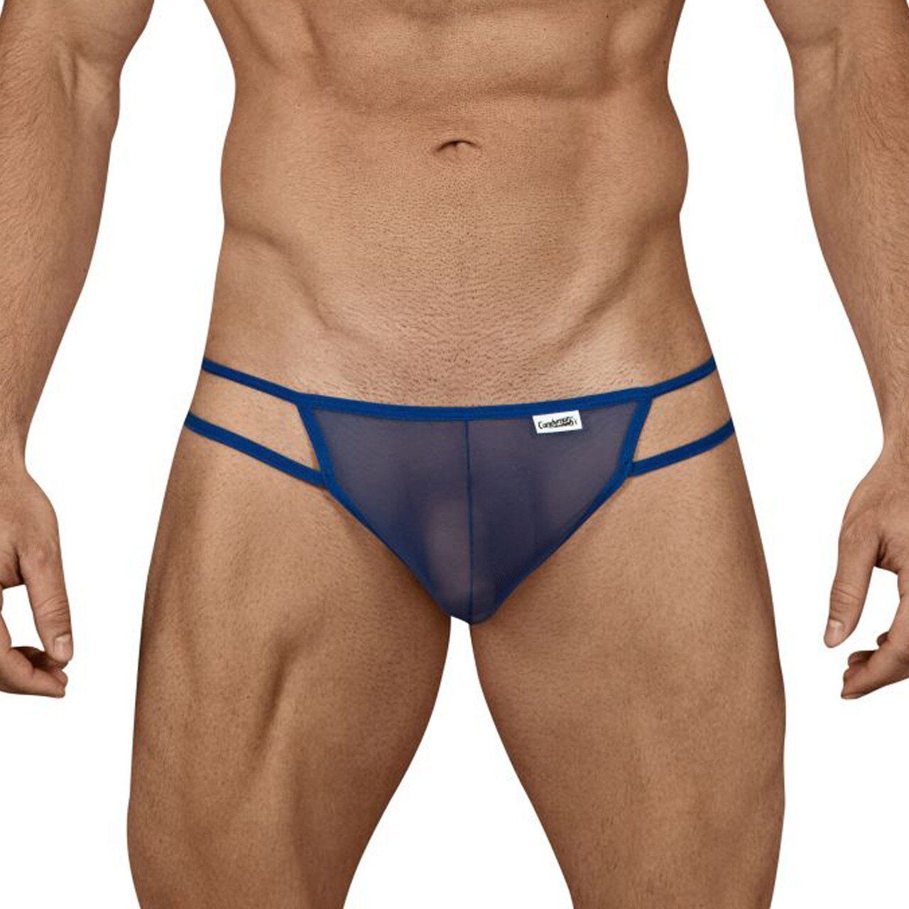 Mens Candyman Sheer Capri Thong with Open Sides Navy