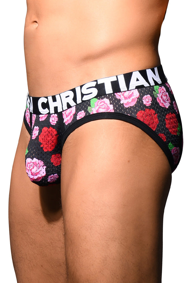 JCSTK - Andrew Christian Floral Mesh Brief Mens Underwear w/ ALMOST NAKED® Printed