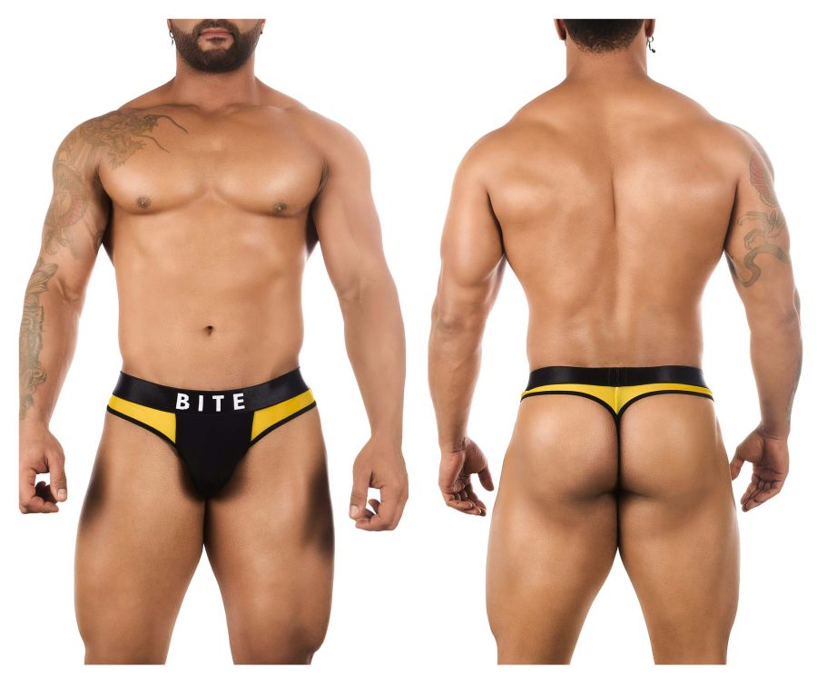 BiteWear BW2023102 Squeeze Papaya Thongs Black Yellow