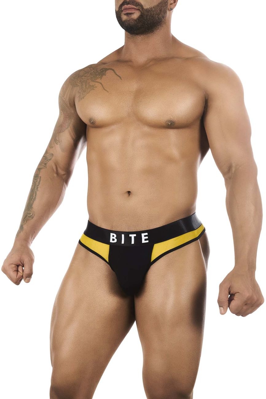 BiteWear BW2023102 Squeeze Papaya Thongs Black Yellow