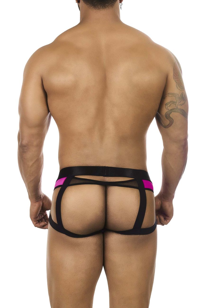 BiteWear BW2023108 Tuxedo Banana Jockstrap Black Fuchsia