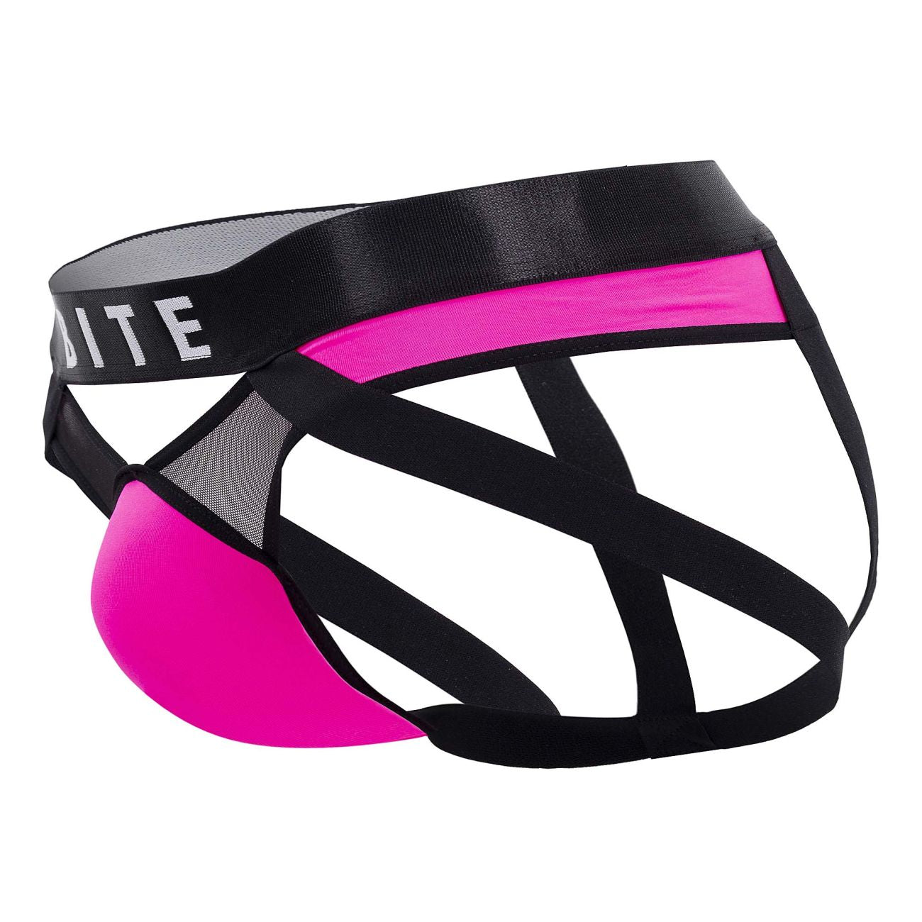 BiteWear BW2023108 Tuxedo Banana Jockstrap Black Fuchsia