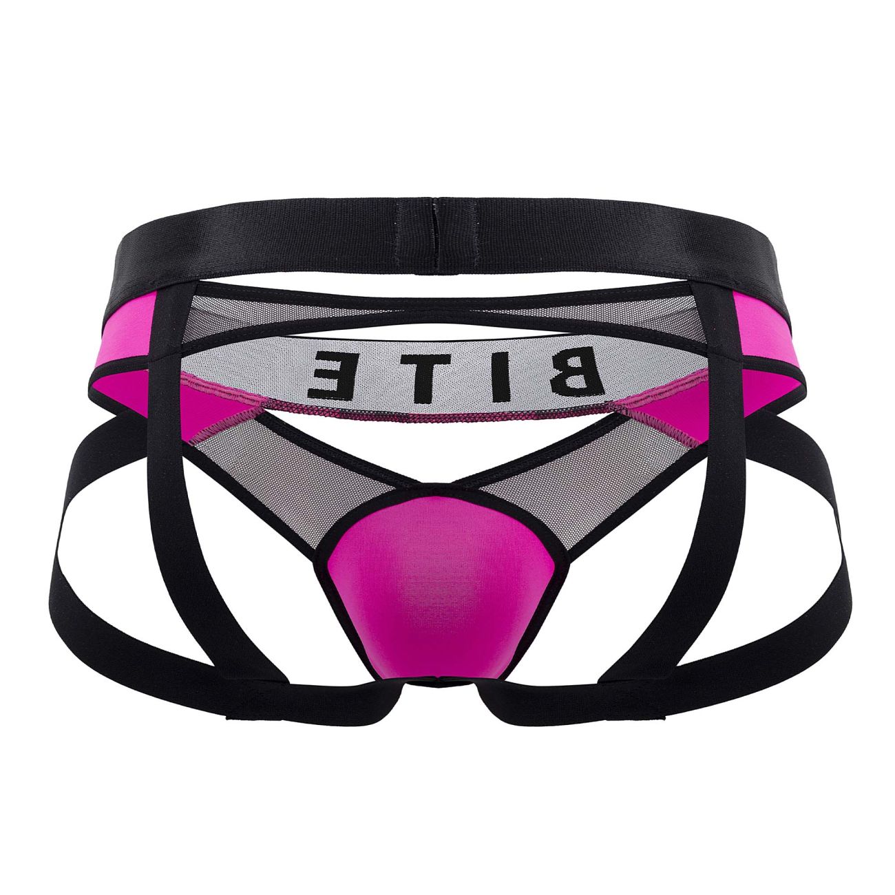 BiteWear BW2023108 Tuxedo Banana Jockstrap Black Fuchsia