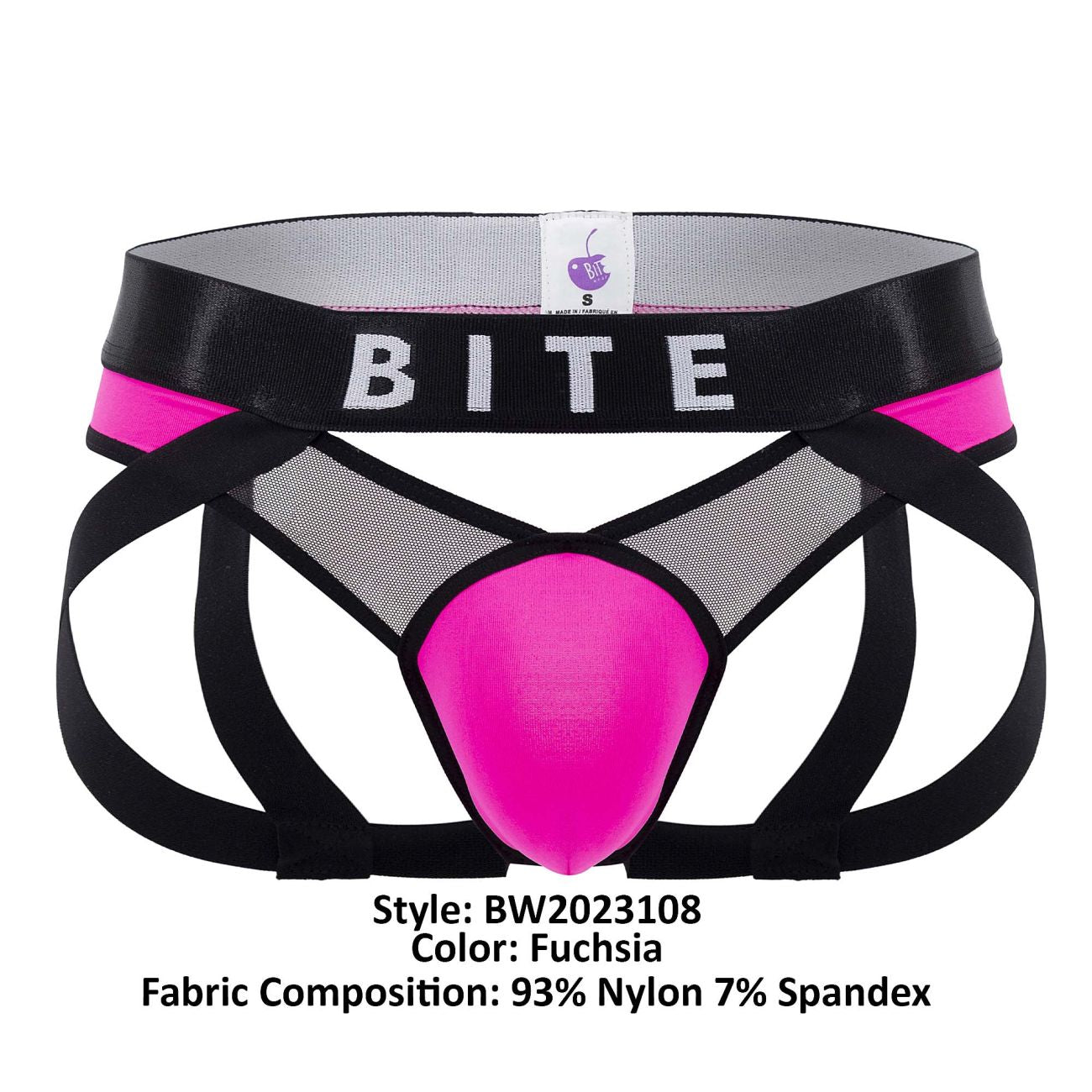 BiteWear BW2023108 Tuxedo Banana Jockstrap Black Fuchsia